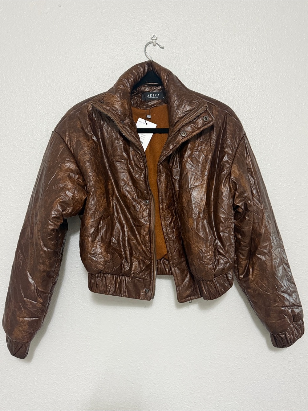AKIRA Brown Quilted Bomber Jacket